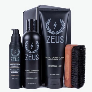 Juego de champú y acondicionador para barba aceite y cepillo Zeus para hombre hecho en EE. UU. - Imagen 1 de 8