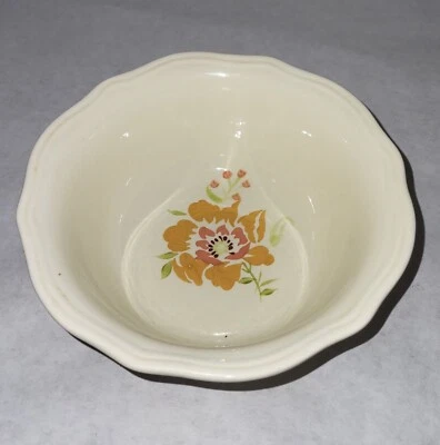 Better Homes & Gardens Bowl Orange Flowers Scallop Edge Country Cottage Granny - Image 1 of 4