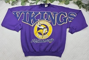 Sudadera De Colección '95 MN Minnesota Vikings Púrpura Grande Gráfico Cuello Redondo Talla XL - Imagen 1 de 11