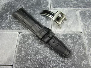 Nuovo Cinturino In Pelle Nera Da 20Mm Con Chiusura A Deployante Per IWC PILOT - Foto 1 di 5