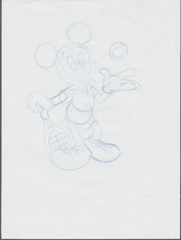 WALT DISNEY MICKEY MOUSE TENNIS! ORIGINAL ANIMATION ART PAGE PRODUCTION DRAWING - Image 1 of 1