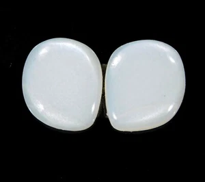 08 CT NATURAL WHITE MOONSTONE PAIR FANCY CABOCHON GEMSTONE 14x11x3 mm BG=0391 - Picture 1 of 6
