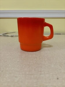 Vintage  Anchor Hocking Fire King Orange Ombre Milk Glass Stacking Coffee Mug - Picture 1 of 6