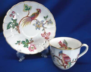 B & C LIMOGES FRANKREICH CALCUTTA EXOTISCHES VOGELMUSTER HALBTASSE & UNTERTASSE - Bild 1 von 6
