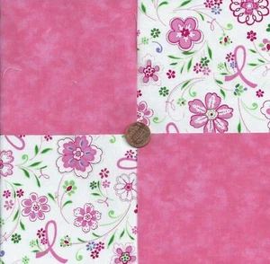 Survivor Bänder Blumen rosa einfarbig 100 % Baumwolle Stoff Quilt quadratische Blöcke GE - Bild 1 von 3