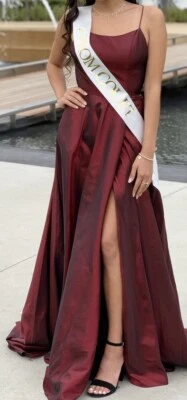 Vestido de graduación Sherri Hill formal talla 00 pequeño vestido de vino borgoña largo completo Foto 1 de 4