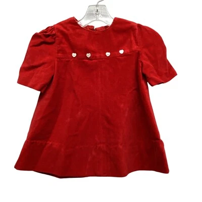 Vintage Handmade Velveteen Red Holiday Dress Girls size 18-24 Months - Image 1 of 3
