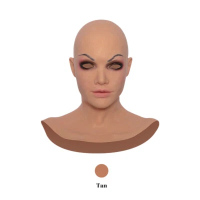 Máscara de cabeza realista femenina de silicona Minaky cara completa con disfraz de cuello disfraces Foto 1 de 4