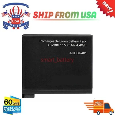 AHDBT-401 Rechargeable Battery For GoPro HERO4 /GoPro AHBBP-401 Sport Cameras US - Image 1 of 3