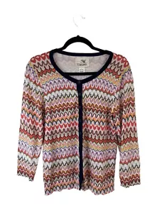 Tabitha Anthropologie Sweater Size L Button Up Long Sleeve Preppy Geometric - Picture 1 of 11