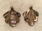 Vintage Alpaca Mexico Silver and Abalone Inlay Earrings
