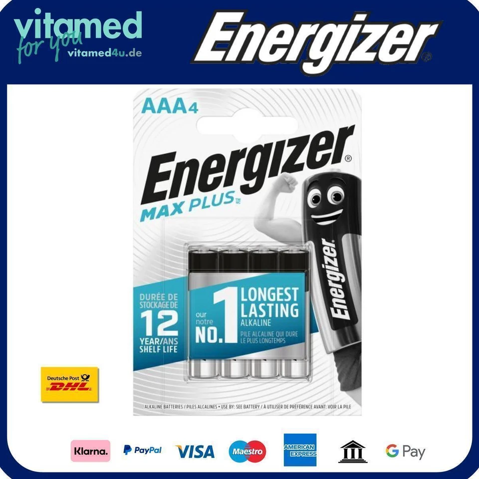 Energizer Max Plus AAA Micro LR03 Alkaline 1,5V Batterie 4er Blister - Bild 1 von 1