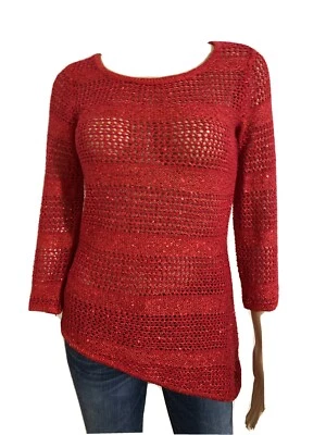 INTERNATIONAL CONCEPT INC крючком блестками блузка реальный красный XS женщин новый! - Изображение 1 из 4