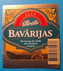 Latvia brother BEER label - BAVARIA BIER brewery baron fon Volf - Picture 1 of 1