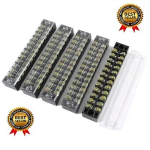 5pcs Dual Row 12 Positions Screw Terminal Electric Barrier Strip Block 600V 15A - Picture 1 of 7