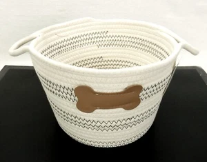 Pet Toy Storage Basket with Dog Bone Design Rope Storage Basket w/ Handles - Picture 1 of 12