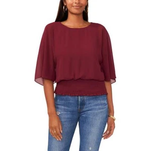 Sam and Jess Womens Smocked Sheer Flutter Blouse BHFO 2588 - Picture 1 of 1