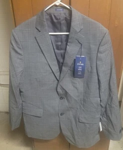 Stafford Men's Classic Fit 2-Button Gray Plaid Super Suit Jacket Size 44 Reg NEW - Picture 1 of 8