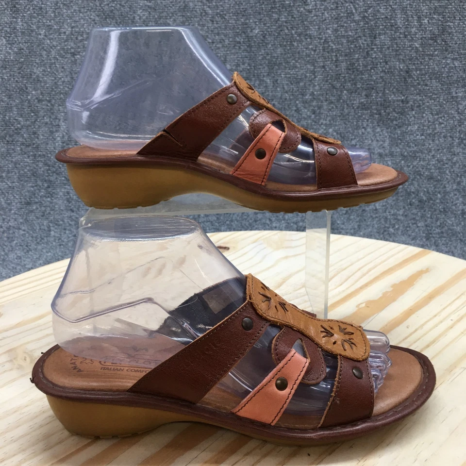 Sandalias Fly Flot para mujer 38 italianas cómodas sin cordones cuña deslizable cuero marrón Foto 1 de 4