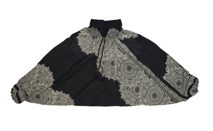 Bangkok Hose Haremshose Damen Einheitsgröße schwarz Boho Aladin gesmokte Taille Viskose - Bild 1 von 12
