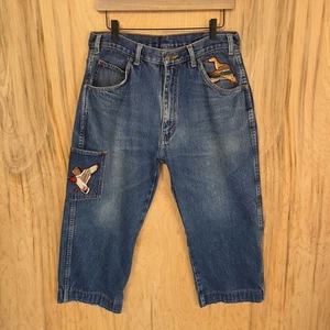 Jeans Key Vintage 32x20.5 Bolsillo Lateral Denim Envejecido Hecho a Mano Acento de Pato  - Imagen 1 de 21