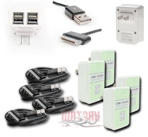 4X 4 USB PORT WALL ADAPTER+10FT CABLE POWER CHARGER BLACK FOR IPHONE IPOD IPAD - Bild 1 von 1