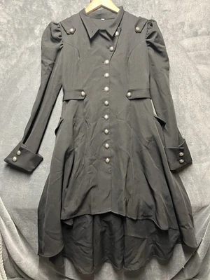 Trench cappotto lungo donna M rinascimentale cosplay steampunk vittoriano gotico coda di rondine - Immagine 1 di 4