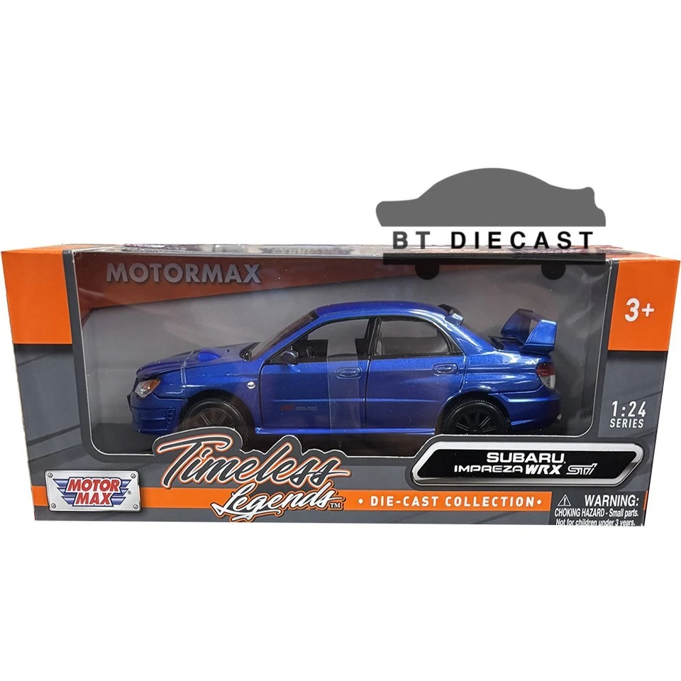 MOTORMAX SUBARU IMPREZA WRX STi 1/24 DIECAST with BLACK WHEELS BLUE 73330 - Image 1 of 1