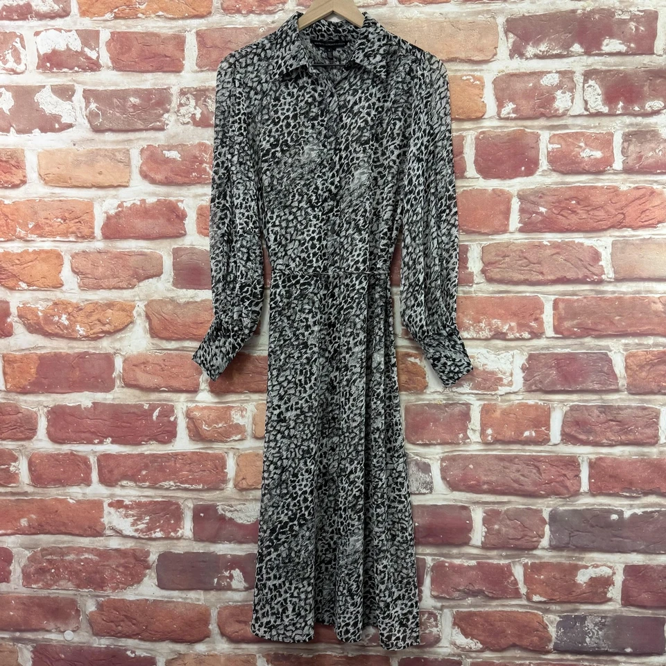 White House Black Market Dress Shell Womens 6 Animal Abstract Sheer Slit Sleeves - Image 1 of 4