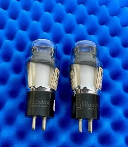 TWO RCA Radiotron Type 45 Vacuum Tubes Matched 1939 Date / Micromhos & mA Tested - Picture 1 of 16