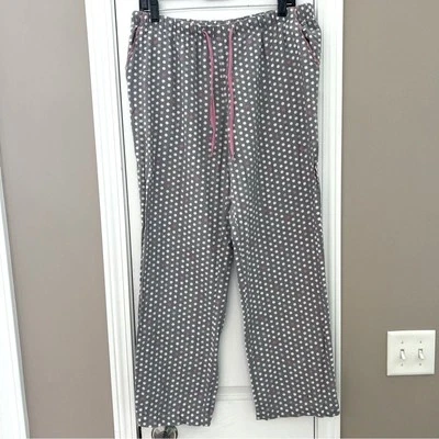 Pantalones de pijama de franela a lunares grises Liz Claiborne con detalles rosas talla... Foto 1 de 4