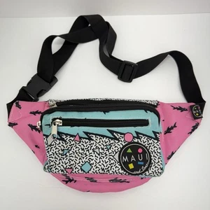 Maui And Sons Pink Blue 90s Geometric Shark Fanny Pack Belt Bag - Picture 1 of 9