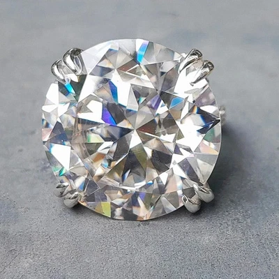 RARE 32.90 Ct Certified Treated White Diamond 925 Silver Ring -Tariff Free - Image 1 of 4