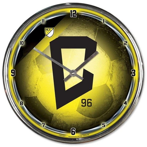 COLUMBUS CREW SC 12" CHROME ROUND WALL CLOCK NEW WINCRAFT π Cover