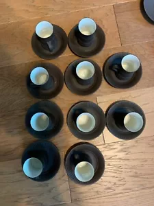 VINTAGE DANSK FLAMESTONE BLACK SET OF 10 SMALL CUPS AND SAUCERS & FREE SHIPPING - Picture 1 of 7