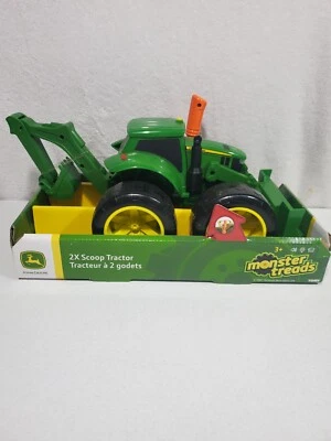 John Deere Monster Treads 2X Scoop Tractor Tomy Lights Sounds Works New - Image 1 of 4