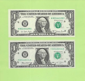 '8214 4128 & 8214 8214' .. MATCHING .. UNCIRC $1 RADAR E RIPETITORE - Foto 1 di 2