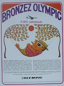 REKLAME OLYMPIC AIRWAYS FLUGGESELLSCHAFT BRONZEZ IN GRIECHENLAND VON 1966 FRANZÖSISCHE ANZEIGE - Bild 1 von 1