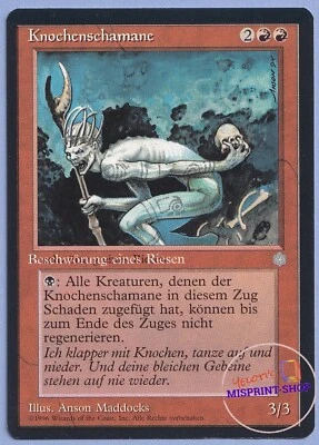 Bone Shaman German Mtg MISPRINT. Black and white inks don't match - Imagen 1 de 4