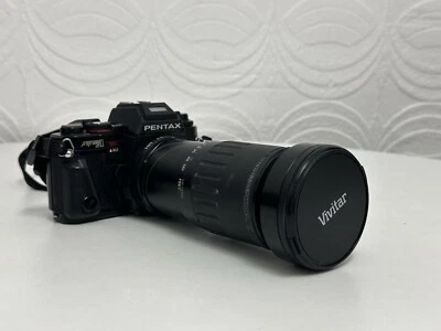 Pentax Program A 35mm Film SLR Camera with vivitar 28-210mm 1:3 5-5.6 Zoom Lens - Image 1 of 4