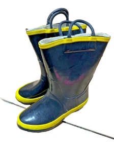 Vintage Kinder Gummi Regen/Schlamm Stiefel strapazierfähig Größe 1 schwarz - Bild 1 von 1
