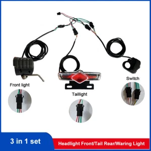 36V/48V/52V/60V 3 in 1 E-Bike Light set Headlight & Tail Light with Horn Switch - Picture 1 of 9