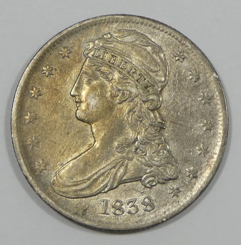 1838 Capped Bust/Reeded Edge Half Dollar EXTRA FINE Silver 50c Cover