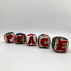 Handmade Christmas Fabric Cubes "PEACE" Shelf Table Mantle Decor - Picture 1 of 6