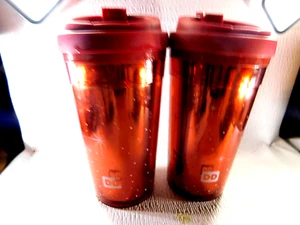 Dunkin Donuts Red with Stars Travel Tumblers (2) - Picture 1 of 8