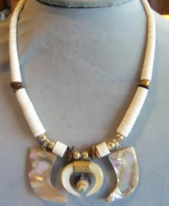 ANTIGUO DECO Madre de Perla Cuerno Heshi Collar Patrimonio Joyería Hermoso - Imagen 1 de 9