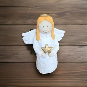Angel carved Wood look Resin Figurine Folk Art  Christmas Holiday Decorate - Picture 1 of 11