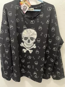 Neu mit Etikett schwarzer Pullover mit Schädeln. Hergestellt in Porzellan. Größe XXL #19 - Bild 1 von 7