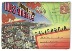 Vintage 1940 Fold-Out Postcard View Book LOS ANGELES, CALIFORNIA - Picture 1 of 6