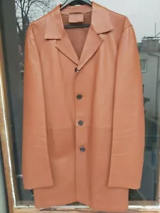 Prada Milano Men's Lamb Leather Brown Jacket Car Coat Italy Business Casual 42R - Picture 1 of 5